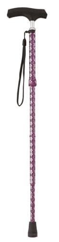 ステッキ 細首タイプ 折畳み式 フラワーパープル