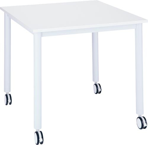 キャスターテーブルホワイト脚 正方形 ホワイト