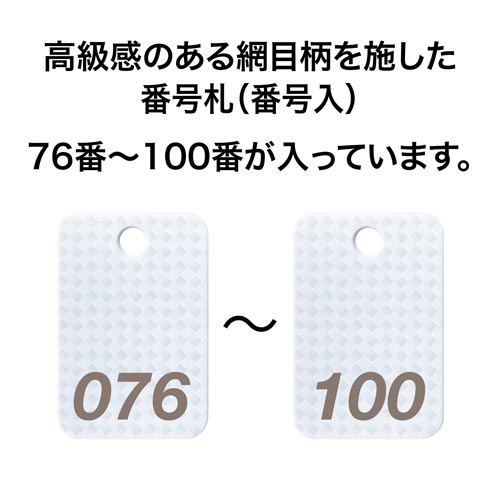 角型番号札 網目調 白 25枚(76−100)×2
