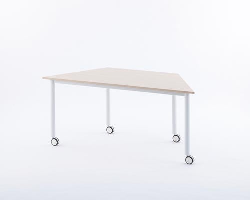 キャスターテーブルホワイト脚 台形 ナチュラル