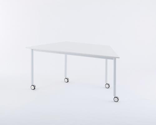 キャスターテーブルホワイト脚 台形 ホワイト
