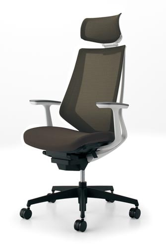 デュオラメッシュ白樹脂脚 HT肘ダークグレーW