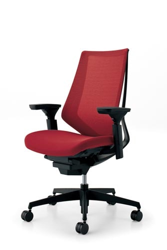 デュオラメッシュ黒樹脂脚 可動肘カーマイン V