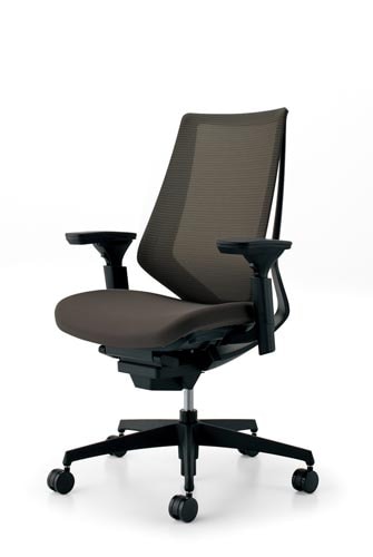 デュオラメッシュ黒樹脂脚 可動肘 ダークグレー V