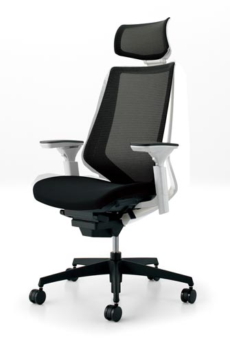 デュオラメッシュ白樹脂脚 H可動肘 ブラック V