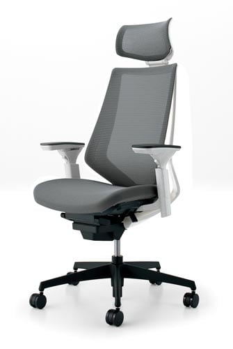 デュオラメッシュ白樹脂脚 H可動肘 Sグレー V