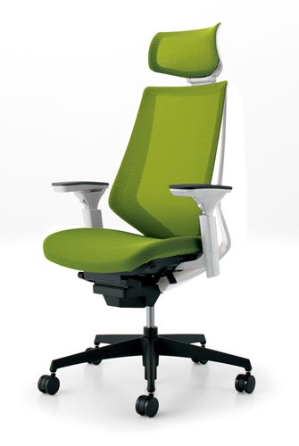 デュオラメッシュ白樹脂脚 H可動肘Lオリーブ V