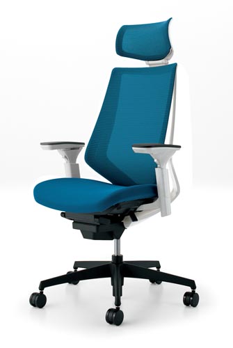 デュオラメッシュ白樹脂脚 H可動肘ターコイズ V