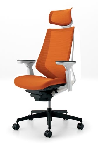 デュオラメッシュ白樹脂脚 H可動肘タンジェリンV