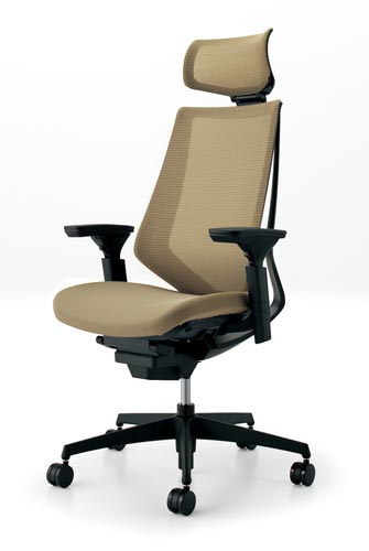 デュオラメッシュ黒樹脂脚 H可動肘Sベージュ V