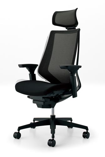 デュオラメッシュ黒樹脂脚 H可動肘 ブラック V