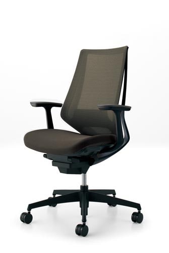 デュオラメッシュ黒樹脂脚ランバーT肘ダークグレーW