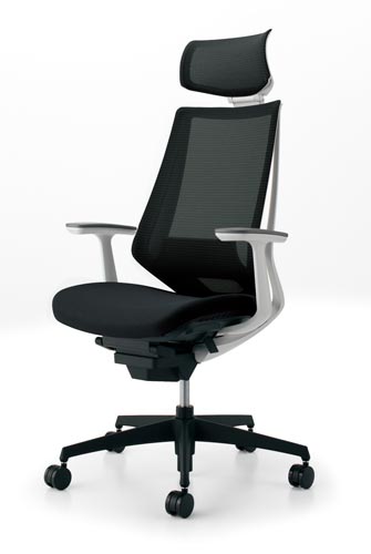 デュオラメッシュ白樹脂脚 HランバーT肘ブラックV