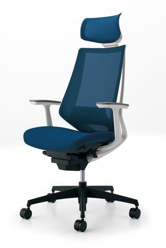 デュオラメッシュ白樹脂脚 HランバーT肘PブルーW