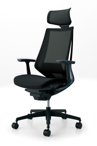 デュオラメッシュ黒樹脂脚 HランバーT肘ブラックW