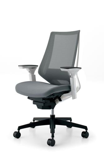 デュオラメッシュ白樹脂脚ランバー可動肘SグレーV