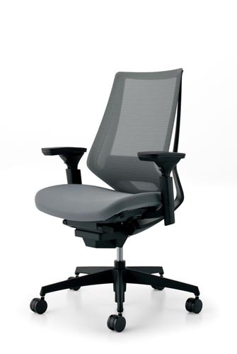 デュオラメッシュ黒樹脂脚ランバー可動肘SグレーV