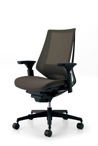 デュオラメッシュ黒樹脂脚ランバー可動肘DグレーV