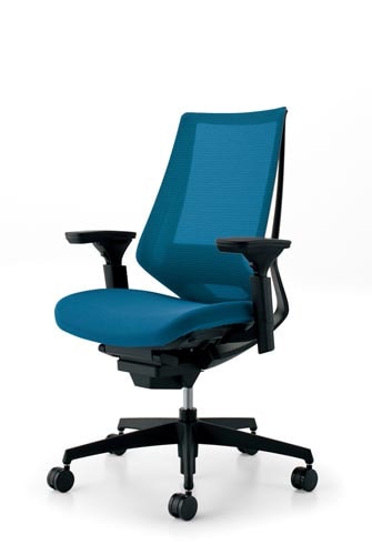 デュオラメッシュ黒樹脂脚ランバー可動肘ターコイズV