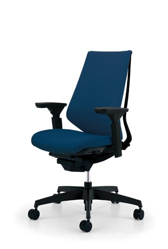 デュオラクッション黒樹脂脚 可動肘Pブルー V