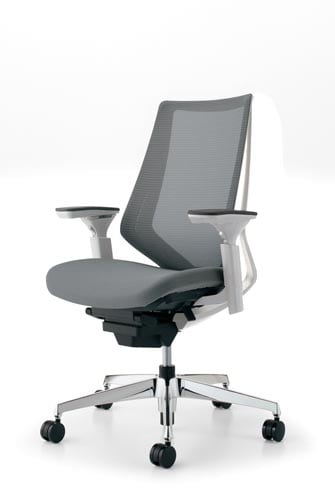 デュオラメッシュ白アルミ脚 可動肘 Sグレー V