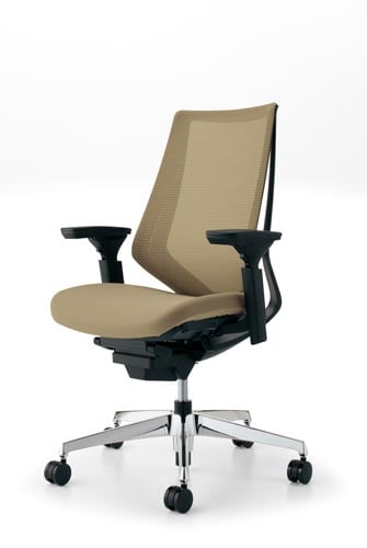 デュオラメッシュ黒アルミ脚 可動肘Sベージュ V