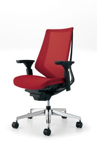 デュオラメッシュ黒アルミ脚 可動肘カーマイン V