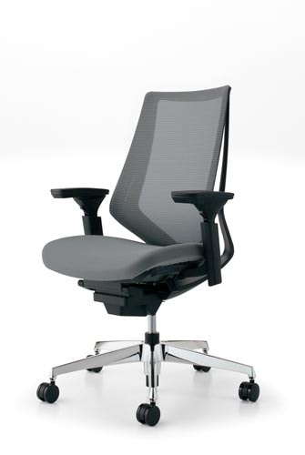 デュオラメッシュ黒アルミ脚 可動肘 Sグレー V