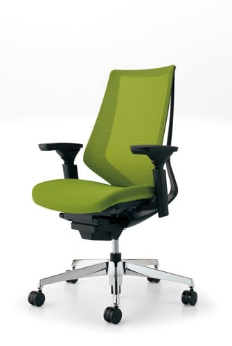 デュオラメッシュ黒アルミ脚 可動肘Lオリーブ V