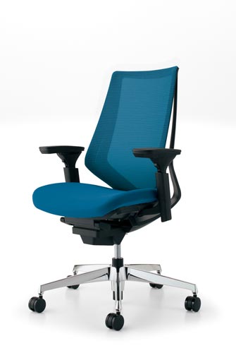 デュオラメッシュ黒アルミ脚 可動肘ターコイズ V