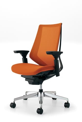 デュオラメッシュ黒アルミ脚可動肘タンジェリンV