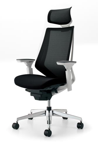 デュオラメッシュ白アルミ脚 H可動肘ブラックV