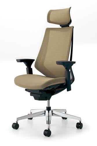 デュオラメッシュ黒アルミ脚 H可動肘SベージュV