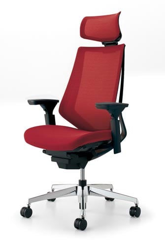 デュオラメッシュ黒アルミ脚 H可動肘カーマインV