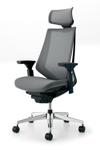 デュオラメッシュ黒アルミ脚 H可動肘SグレーV