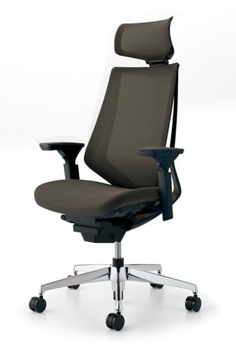 デュオラメッシュ黒アルミ脚 H可動肘ダークグレーV