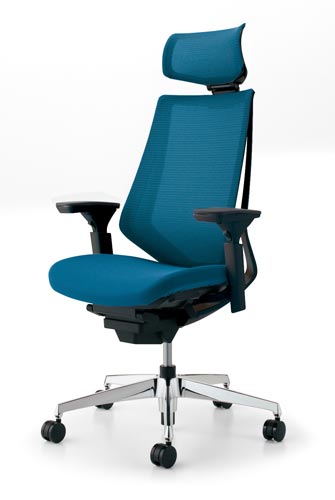 デュオラメッシュ黒アルミ脚 H可動肘ターコイズV