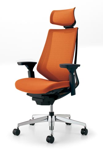 デュオラメッシュ黒アルミ脚 H可動肘タンジェリンV