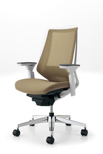 デュオラメッシュ白アルミ脚ランバー可動肘1K V