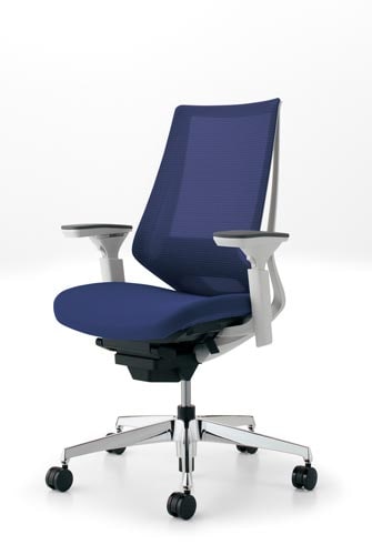 デュオラメッシュ白アルミ脚ランバー可動肘7E V