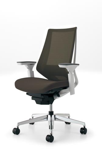 デュオラメッシュ白アルミ脚ランバー可動肘DグレーV