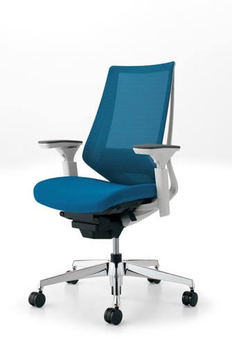 デュオラメッシュ白アルミ脚ランバー可動肘T4 V