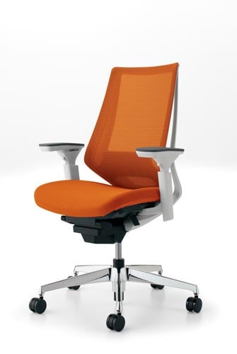 デュオラメッシュ白アルミ脚ランバー可動肘Y4 V