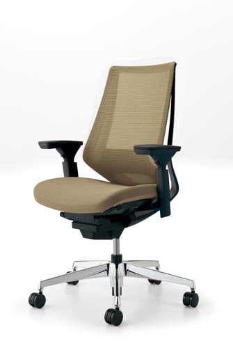 デュオラメッシュ黒アルミ脚ランバー可動肘1K V