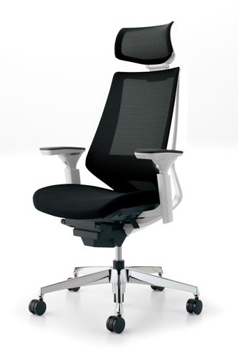 デュオラメッシュ白アルミ脚 Hランバー可動肘B6V