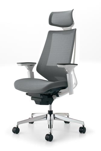 デュオラメッシュ白アルミ脚 Hランバー可動肘E3V