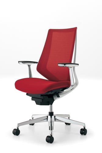 デュオラメッシュ白アルミ脚 アルミ肘カーマイン W