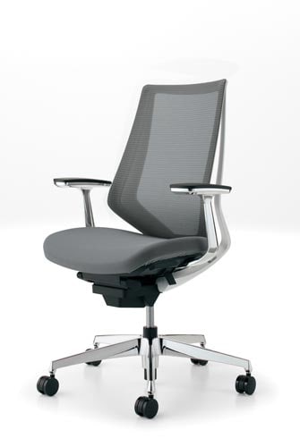 デュオラメッシュ白アルミ脚 アルミ肘 Sグレー W