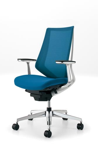 デュオラメッシュ白アルミ脚 アルミ肘 ターコイズW