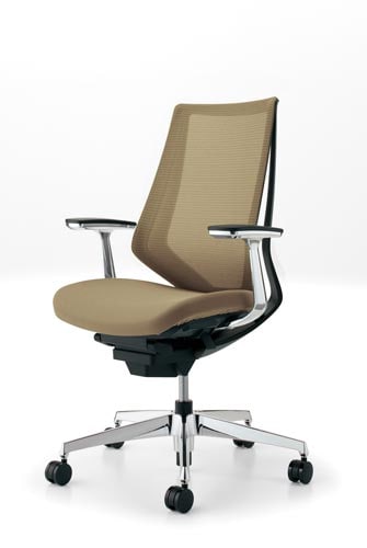 デュオラメッシュ黒アルミ脚 アルミ肘Sベージュ W